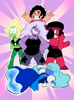 prettyproglottids: eris-whooves:  prettyproglottids:  Small gem squad!  I think if Rose were there she’d obnoxiously hug EVERYONE especially Peridot.   This response was so cute i had no choice but to draw it 