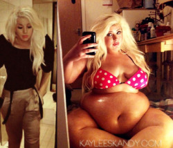 growingpawg: kayleeskandy:  me before and after!   Wow! Love this girls gain 