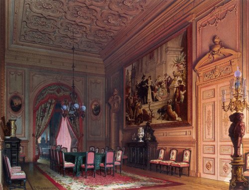 oldpaintings:Mansion of Baron A.L. Stieglitz, 1871 by Luigi Premazzi(Italian, 1814–1891)