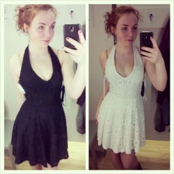 Amandamoskal:  Black Or White? #Black #White #Dress #Dresses #Changeroom #Store #Mirror