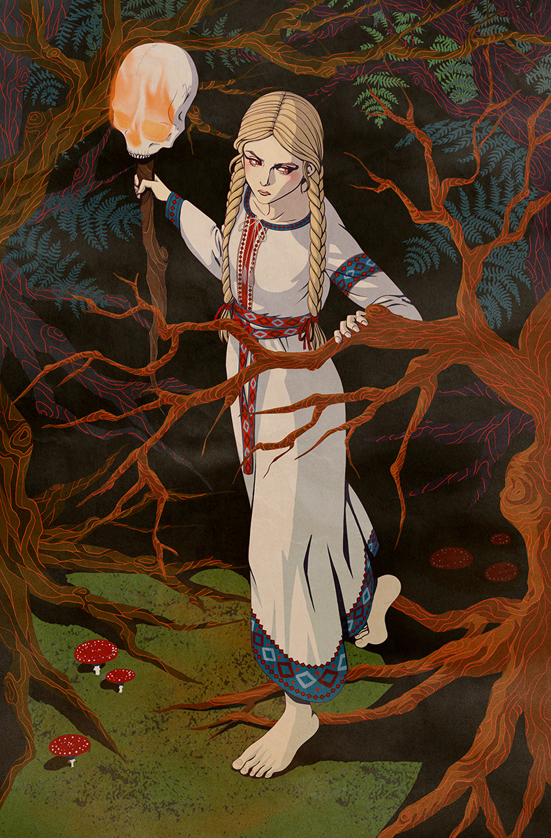 agadixit: An illustration for a Russian fairy tale Vasilisa the Beautiful. Art by