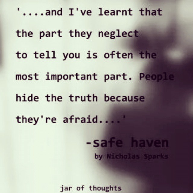 Jar Of Thoughts — The Truth. .. 😯 Book Excerpt From 'Safe Haven' By...