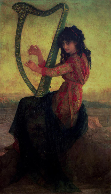 Muse playing a harp by Ernest Hébert,c. 1880