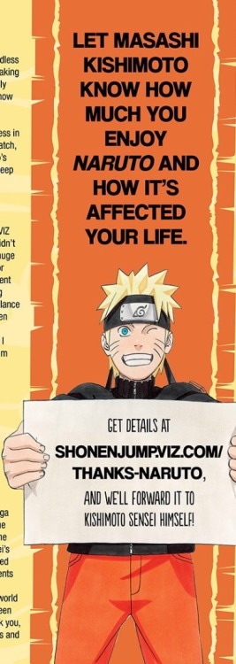 ilikesakura:  Guys send messages to masashi kishimoto Especially the people who talks about naruto daily here .this time Kishi would read it. 