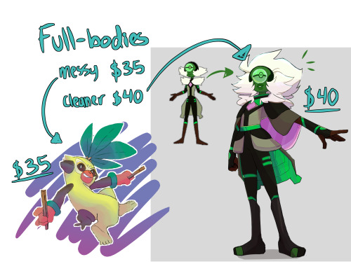 Wow! Would you look at those prices! Decent right?All commissions are colored. (First additional cha