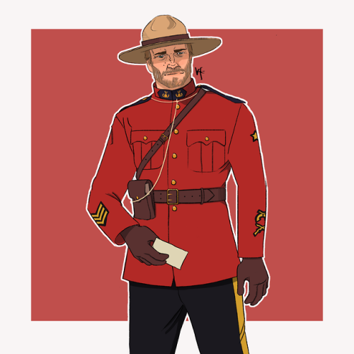 johnnysilverham: Mountie Morgan back in the con game for @squidproquoclarice  (click for better