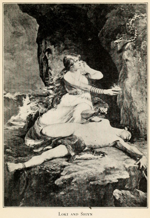 ‘Loki and Sigyn’, from “Stories From Northern Myths” by Emilie Kip Baker, 19