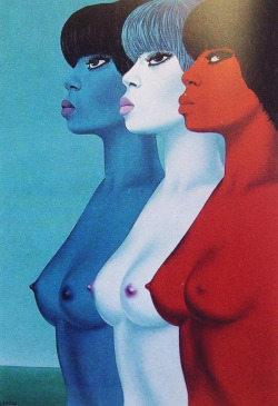 Romantisme-Pornographique:  Félix Labisse, Trois (Three), Ca. 1960.   Vive La France.