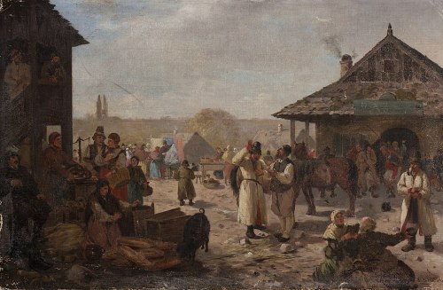 “Fair in a Small Town“ by Seweryn Bieszczad (1852 – 1923)