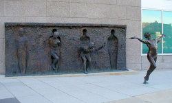 sixpenceee:Break Through From Your Mold By Zenos Frudakis located in Philadelphia, Pennsylvania, USA.