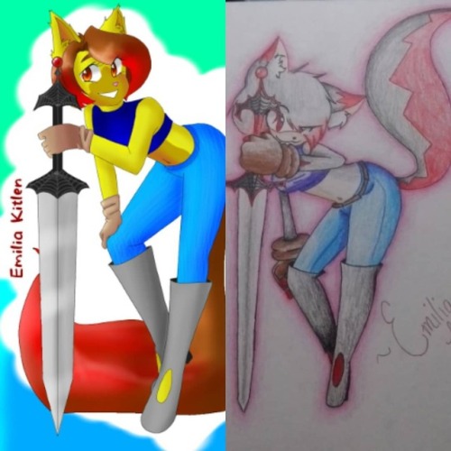 9 years of a difference redrawn #emilia #cat #soniccharacter #sonicoc #redraw #oc #eliptica #traditi