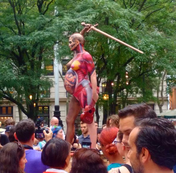 perceval23:  Amanda Palmer as a statue for a children’s book benefit at the New