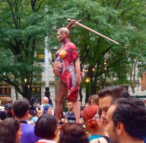 perceval23:   Amanda Palmer as a statue for a children’s book benefit at the New York Public Library.  And here’s David Hirst’s Verity, that she’s recreating. 