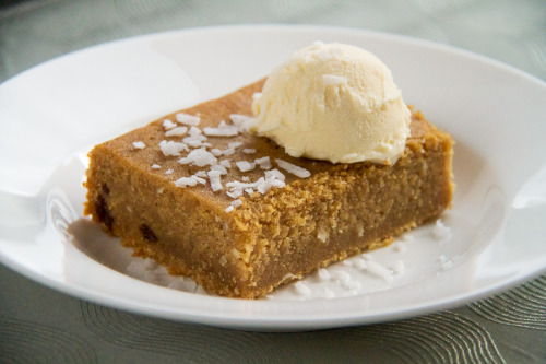 the-sweet-life-ja: Jamaican Cornmeal Pudding (with Rum &amp; Raisins) served with Ice Cream If y