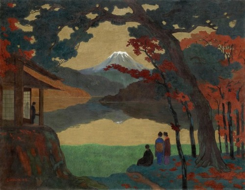 forevernoon:Landscape with Mount Fuji in the Distance 1908 by Emil Orlik