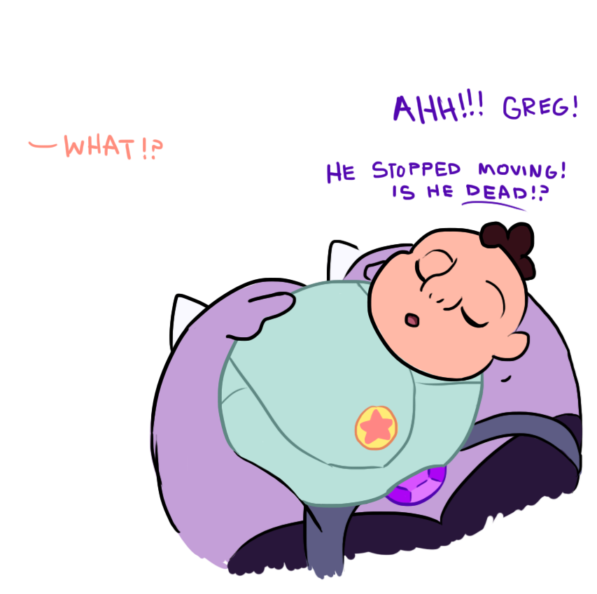 spatialheather:  “Just Sleeping”Amethyst holds baby Steven for the first time…