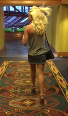 hotgawife4play:  Reblog  My Sexy Hot Wife, strutting and searching for some Hotel cock…  Yes