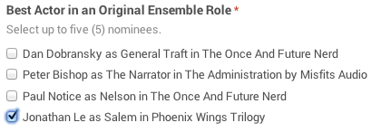 I've been nominated for an award! But...