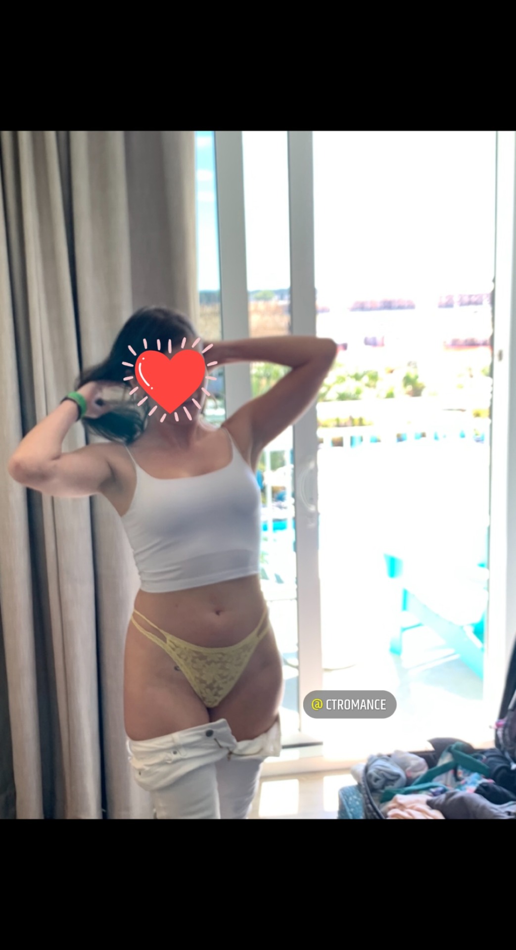 ctromance:Nothing sexier than watching my wife undressing so we can have some pool time fun…after our own hotel room fun.Note to self: Buy more yellow panties for her, she looks way too sexy.