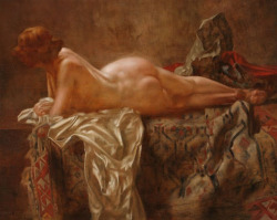 artbeautypaintings:  Reclining nude - Bertalan Karlovszky 