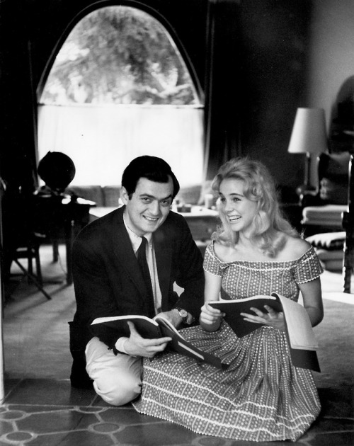 Stanley Kubrick and Sue Lyon on the set of Lolita, 1962