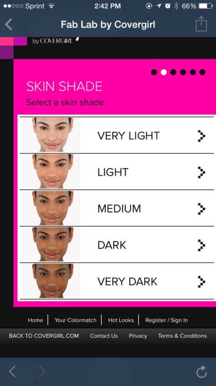 dynastylnoire:  soulflyingfireflies:goodbloohunting:onlyblackgirl:dynastylnoire:  musingsofanawkwardblackgirl:“We have every color.”  Stop cover girl, you have me listed as “very dark” when in reality I have friends way darker than me
