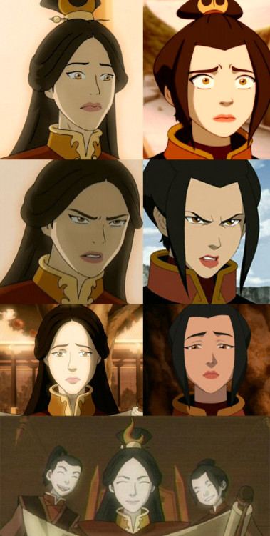 avatarsymbolism:Some expression comparisons between Azula and her parents.Images pulled from here.