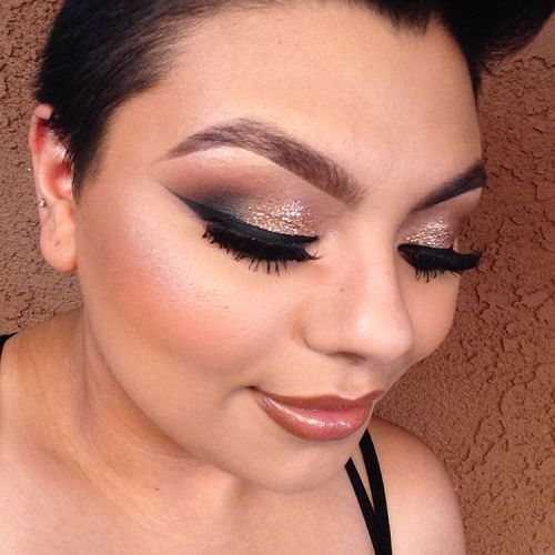 Yesterday&rsquo;s #MOTD @say_tinela brow powder, NYC liquid liner, @eyekandycosmetics rose gold 