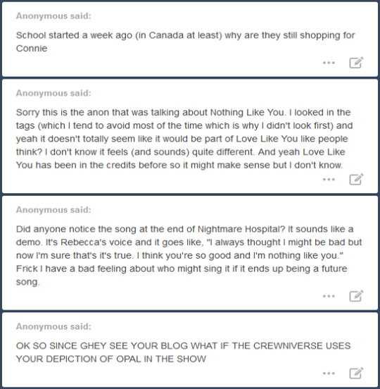 Anon answers under the cut! If you’ve asked me an anonymous question since 9/12, this is the post you’ve been waiting for.I think I’m gonna keep Garnet, Amethyst, Pearl, and non-Night Blogger Steven away from Yellow Diamond until we learn a little