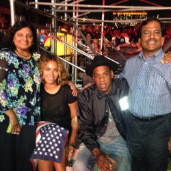 azizisbored:  The Ansaris and the Carters at Yeezus last weekend. When my mom asked for this photo, @Beyonce said “It would be an honor.” Amazing. Happy Bey Day. Also shout out to my parents who I love very much. 