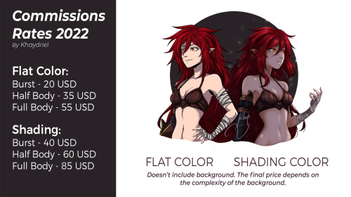 Commissions 2022 updated! If you are interested or have any questions just send me a DM or an email 