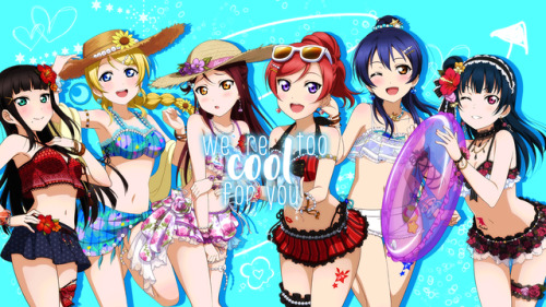 Love Live! 1366 x 768 BackgroundsCool Girls - Eli, Maki, Umi & Riko, Yoshiko, Dia - Swimsuit &am