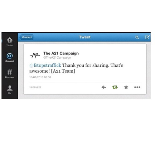 This is such an amazing tweet! Thank you to the awesome A21 Team.