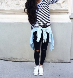 thestyle-addict:  Striped T-Shirt» Denim