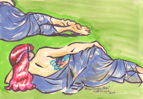 Here’re some o’ the drawings of Anne Frankenstein that I did at Dr. Sketchy’s Boston.    Dr. Sketchy’s is probably my favorite thing ever.   Life drawing   burlesque = awesome Ink & watercolor on paper, A3 size (11.69"x16.