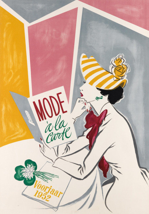 Mode à la carte / Voorjaar (1952). Artist unknown. Poster.Promoting the new season of fashion