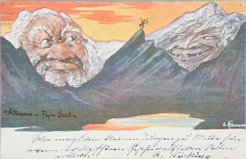 Old Man and Papa Sentis, Emil Nolde, c. 1897, Harvard Art Museums: PrintsThe postcard bears the prin