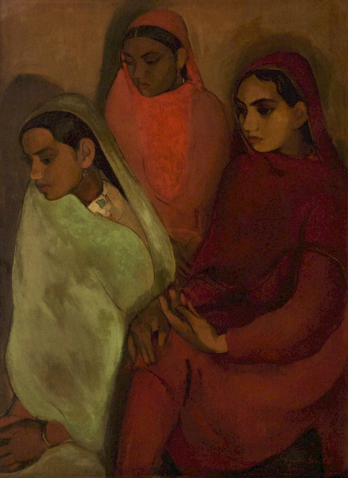 fordarkmornings:Amrita Sher-Gil  |  ਅੰਮ੍ਰਿਤਾ ਸ਼ੇਰਗਿਲ  -  Group of Three Girls, 1935 Hungarian-Indian