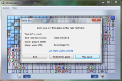 This was painful. I was so close to getting to 1800 before 30k. &hellip;Minesweeper totally counts as a fandom.