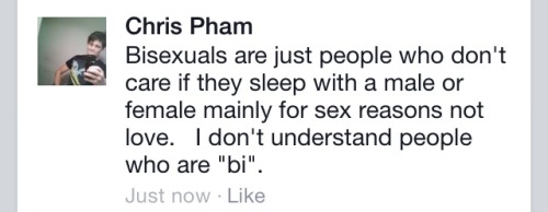 hangontothevine:  “Monosexism and biphobia aren’t real” just some things i saw on fb tonight followed up by some fact checking.  