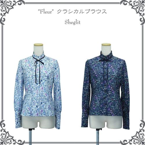 #newarrival "Fleur"クラシカルブラウス Color:#White#Navy Price:￥17,600（¥16,000+tax) . レトロなお花柄が上品で可愛ら