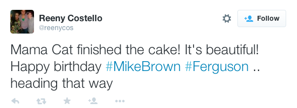 justice4mikebrown:  May 20Protesters and family members sing happy birthday and celebrate