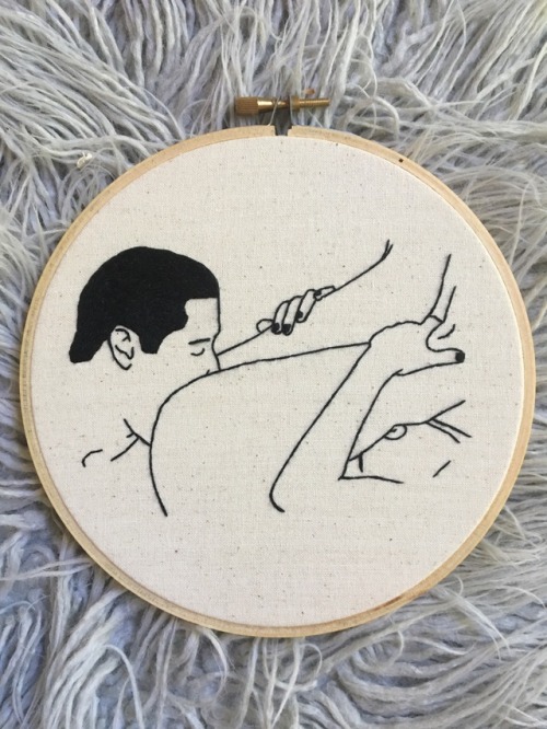 Cunnilingus Embroidery Hoop (stitched by @embroiderybyjessi - etsy/fb/instagram) Original artwork by