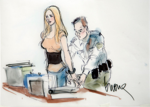 popculturediedin2009: Celebrities in Court: Sketches by Mona Shafer Edwards Winona Ryder (2002) Cou