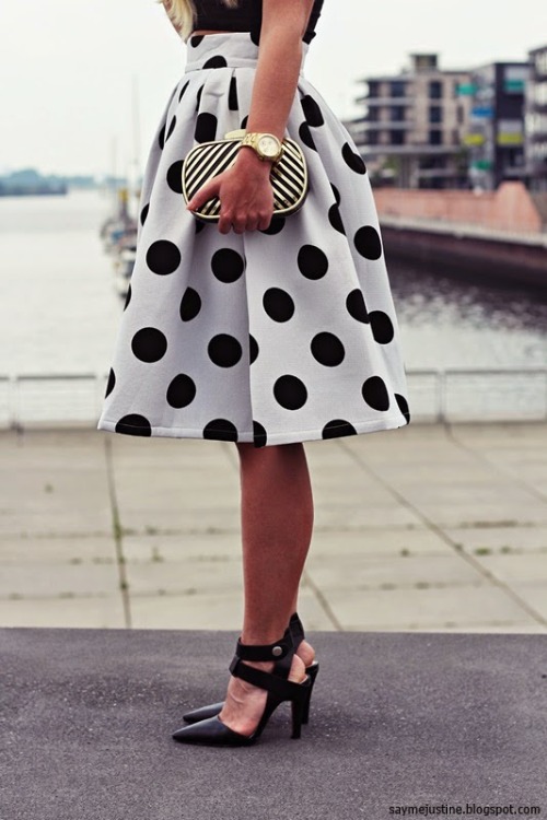 Red white polka dot dress