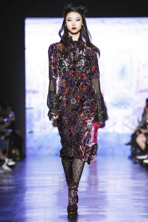 Yoon Young Bae walks the runway for Anna Sui during New York Fashion Week
