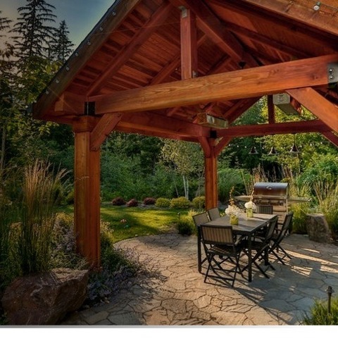 Patio GazebosPatio Design Idea With A Gazebo And A Large Traditional Backyard Concrete Paver Patio.