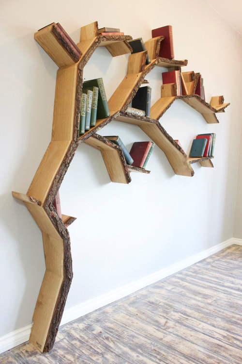 culturenlifestyle:  Homemade Bookshelves Constructed From Real Oak Resemble Trees by Dan Lee Owner and artist behind BespOak Interiors, Dan Lee first began making bookshelves, which resemble the architecture of trees after browsing through design ideas