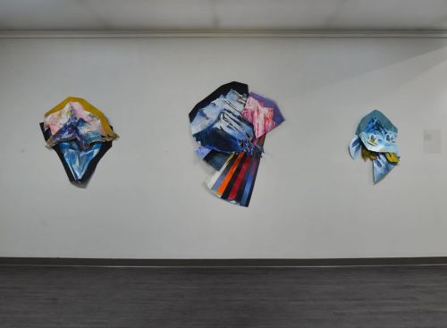 Install shot of “Significant Collisions” at Redeemer University. The piece on the right,