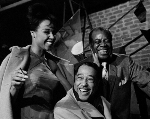 Duke Ellington, Louis Armstrong and Diahann Carroll by Herman Leonard.